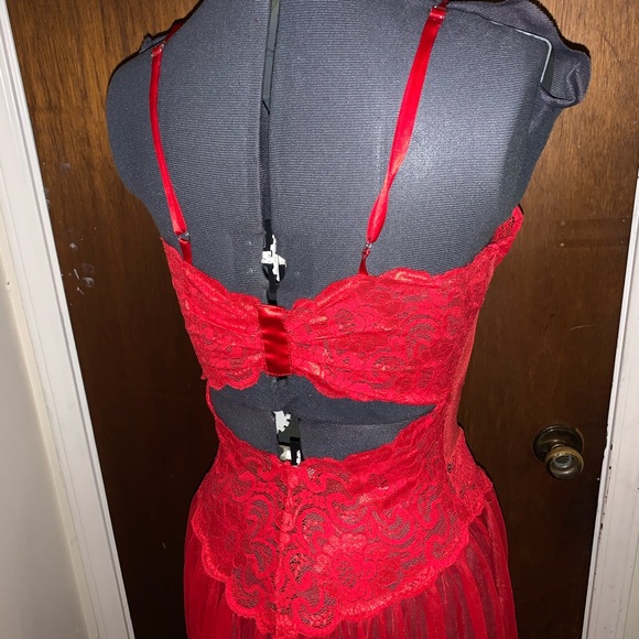 Cherry Red sheer lingerie dress - Picture 3 of 8